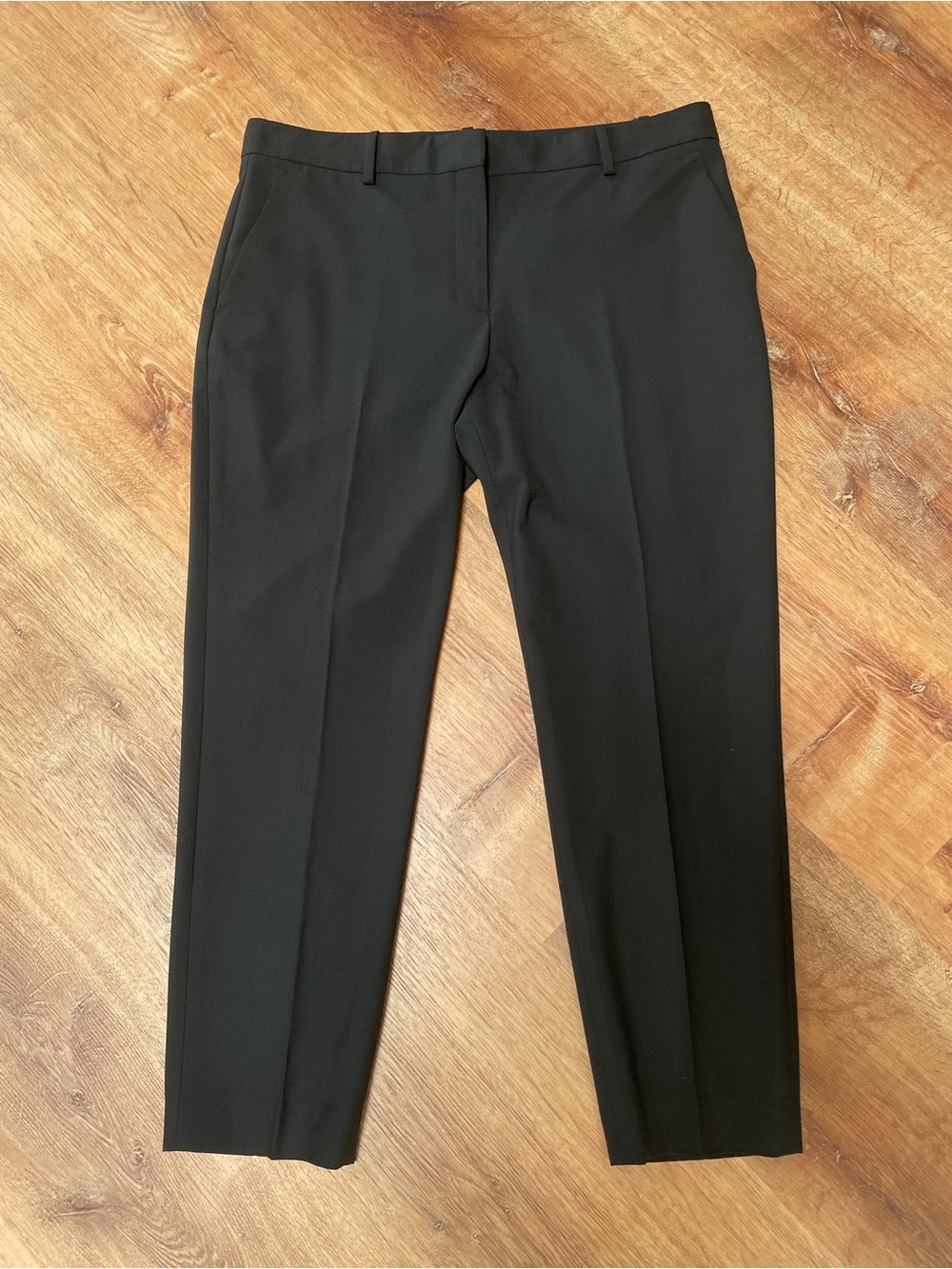 Theory Treeca 2 II Wool Trousers Pants Size 10 Black Traceable Wool Quiet Luxury